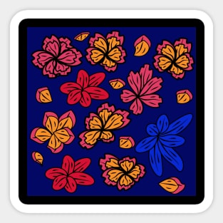 pattern with leaves and flowers doodling style Sticker